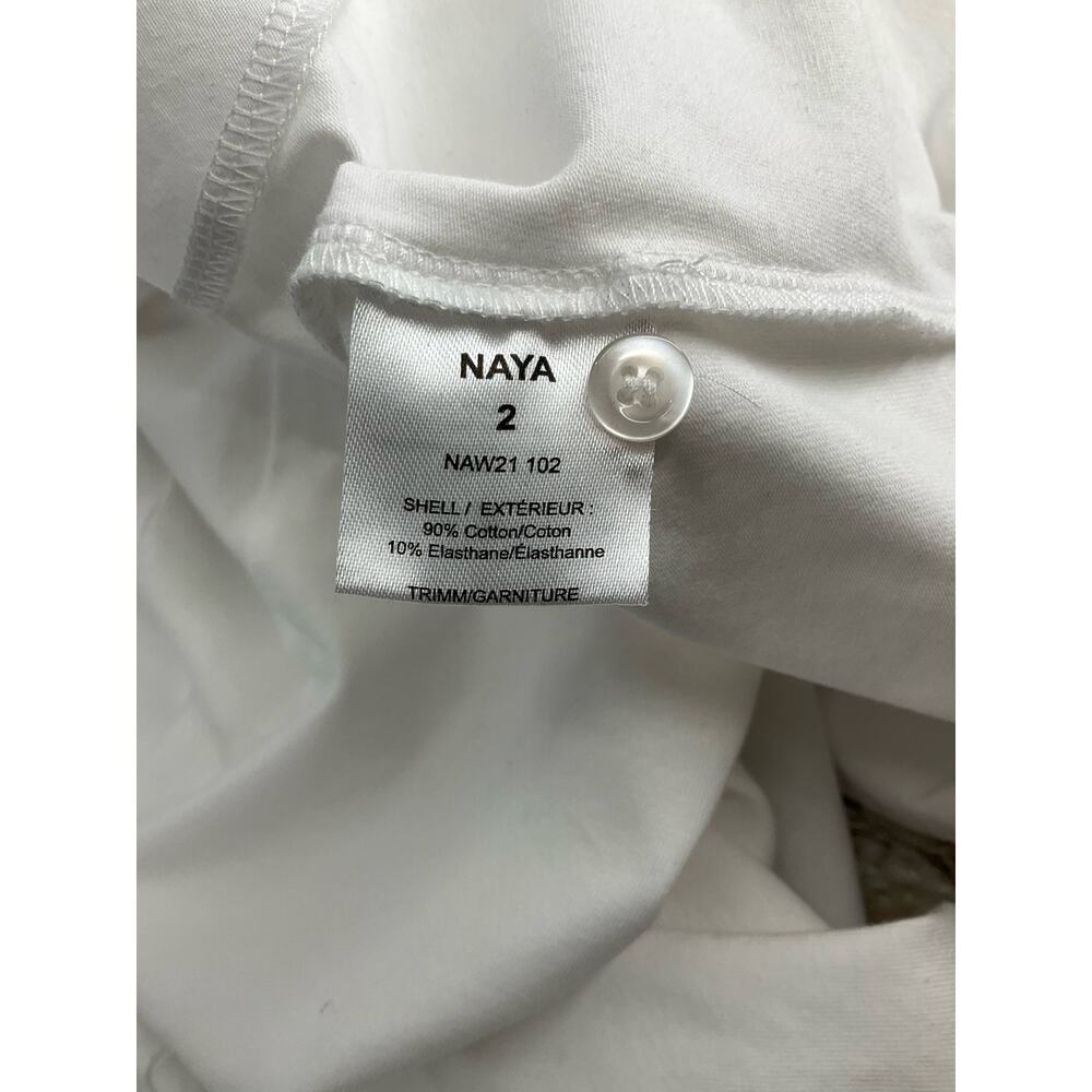 Naya - White Solid Pre-Owned Ladies Casual Top - Size M - Picture 5 of 6